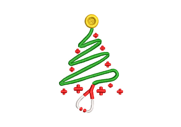 Nurse Stethoscope Christmas Tree Embroidery Designs