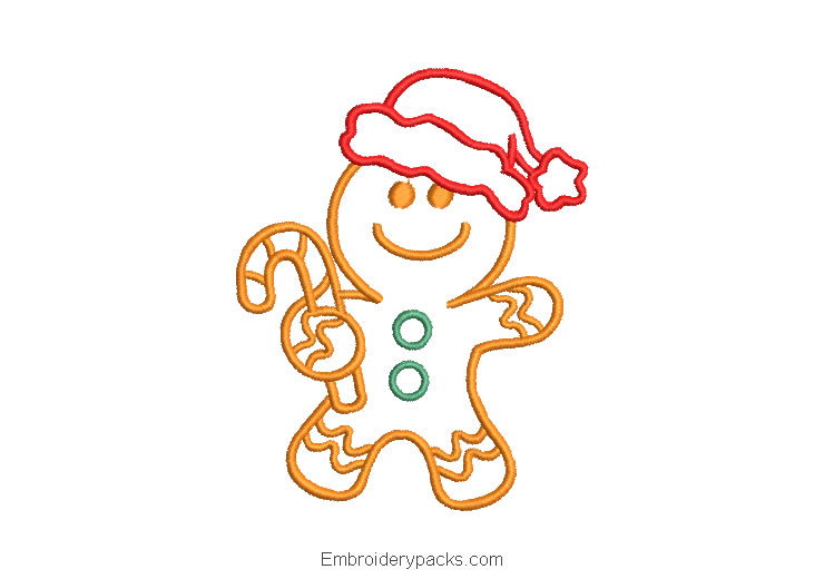 Outlined Christmas Cookie Embroidered Design