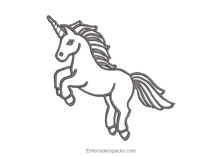 Outlined Unicorn Pony Embroidered Design