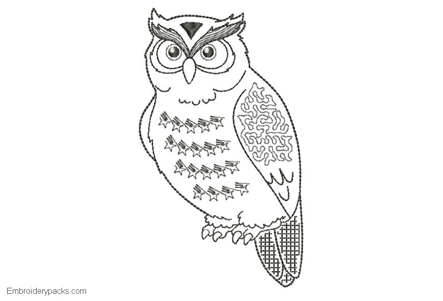 Owl embroidery design for embroidery