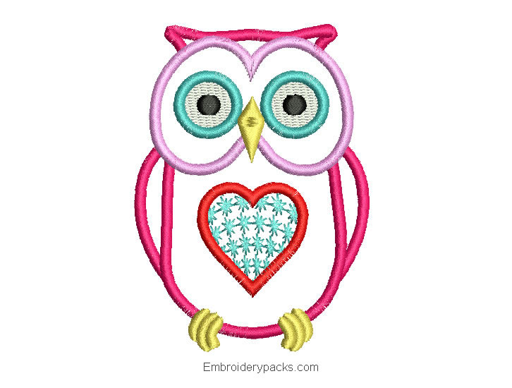 Owl machine embroidery design