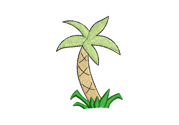 Palm Tree with Plants Embroidery Designs