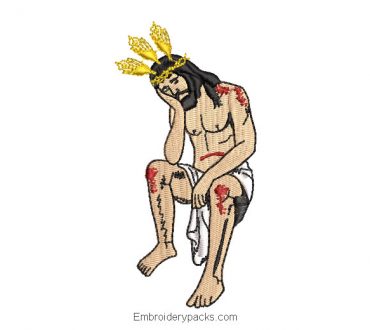 Pensive Jesus Embroidered Design