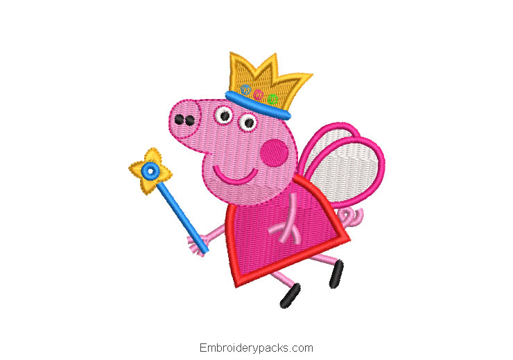 Peppa pig princess embroidery design