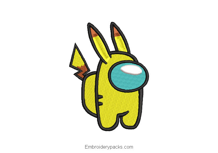 Pikachu among us embroidered design