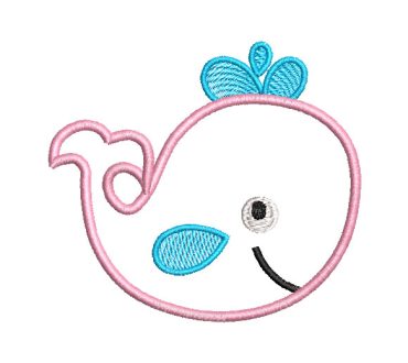 Pink Whale Children's Embroidery Designs