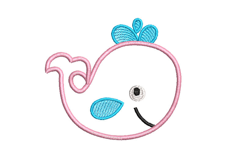 Pink Whale Children's Embroidery Designs