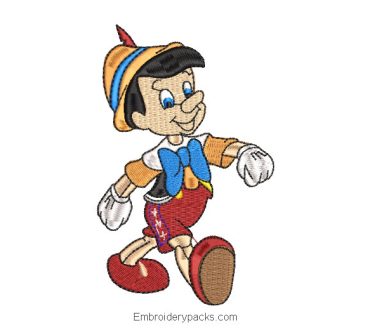 Pinocchio embroidery design
