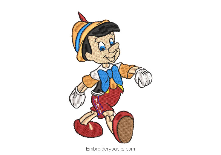 Pinocchio embroidery design