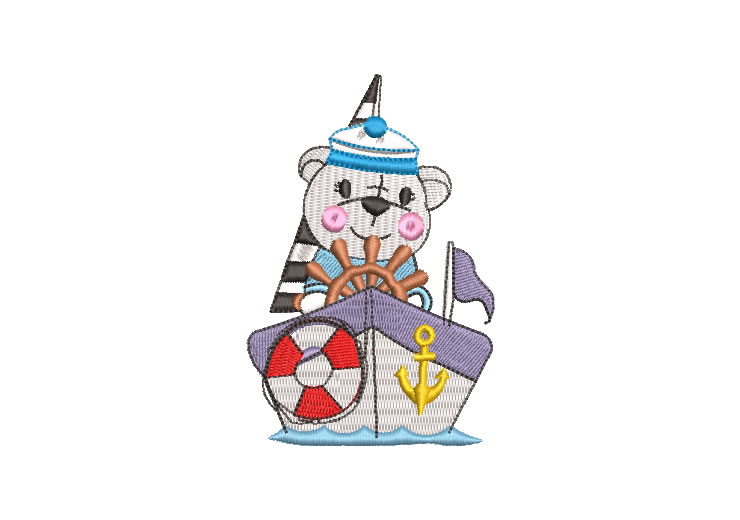 Pirate Bear with Ship Embroidery Designs