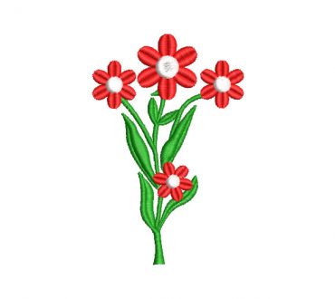 Plant with Red Flowers Embroidery Designs