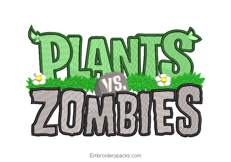 Plants vs Zombies Letter Embroidered Design