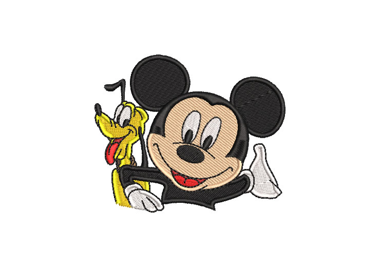 Pluto and Mickey Mouse Embroidery Designs