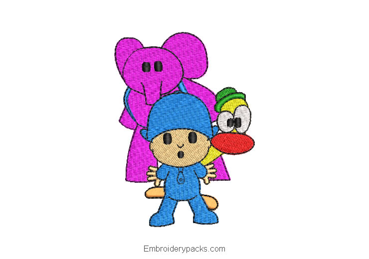 Pocoyo and friends embroidered design