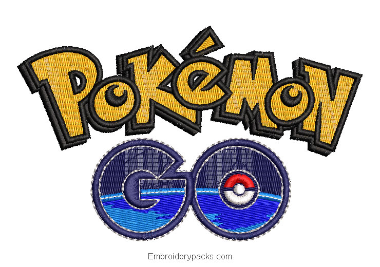 Pokemon Go letter and logo embroidery design