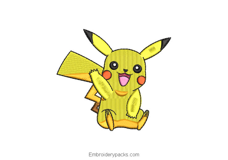 Pokemon Picachu Embroidered Design
