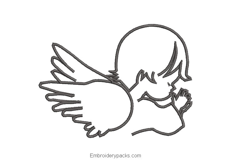 Praying angel boy embroidery design
