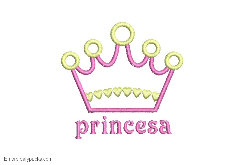 Princess crown embroidery design