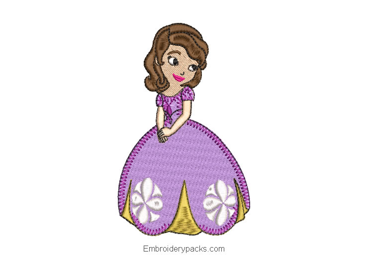 Princess sofia embroidery design with dress