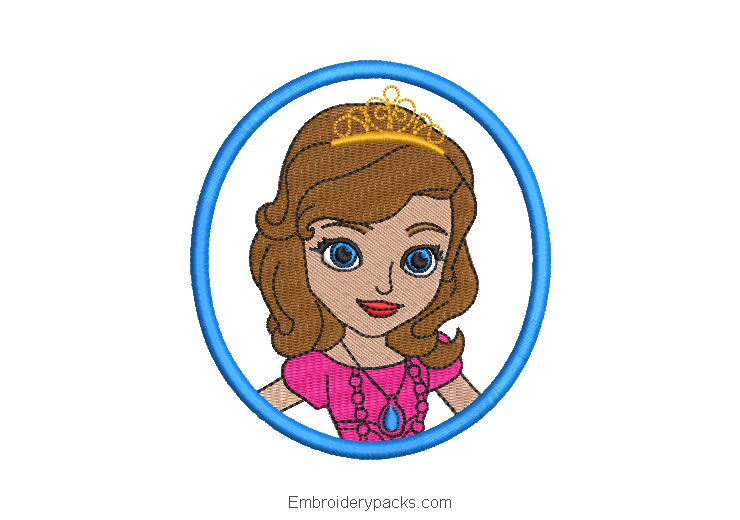 Princess sofia face embroidery design