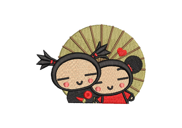 Pucca and Her Boyfriend Embroidery Designs