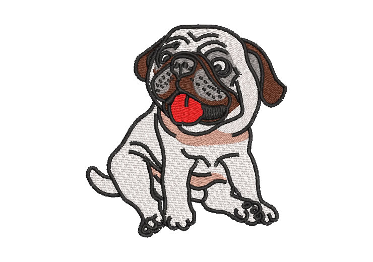 Pug Dog Embroidery Designs