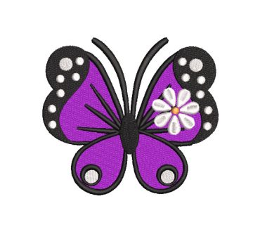 Purple Butterfly with Black Border Embroidery Designs