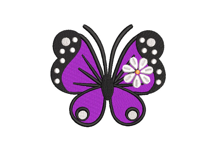 Purple Butterfly with Black Border Embroidery Designs