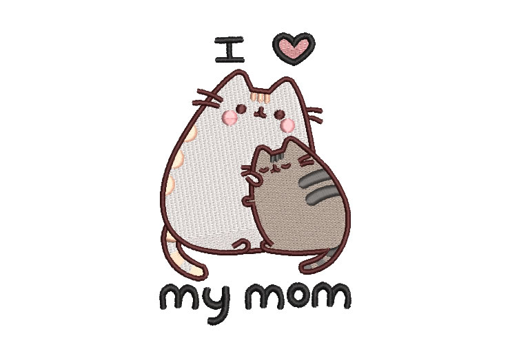 Pusheen Cat Mother's Love Embroidery Designs