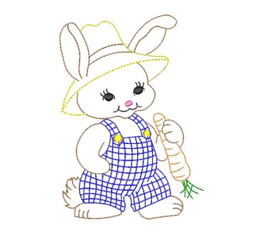 Rabbit with Carrot Embroidery Designs