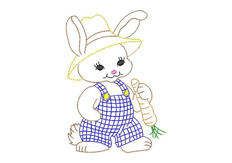 Rabbit with Carrot Embroidery Designs