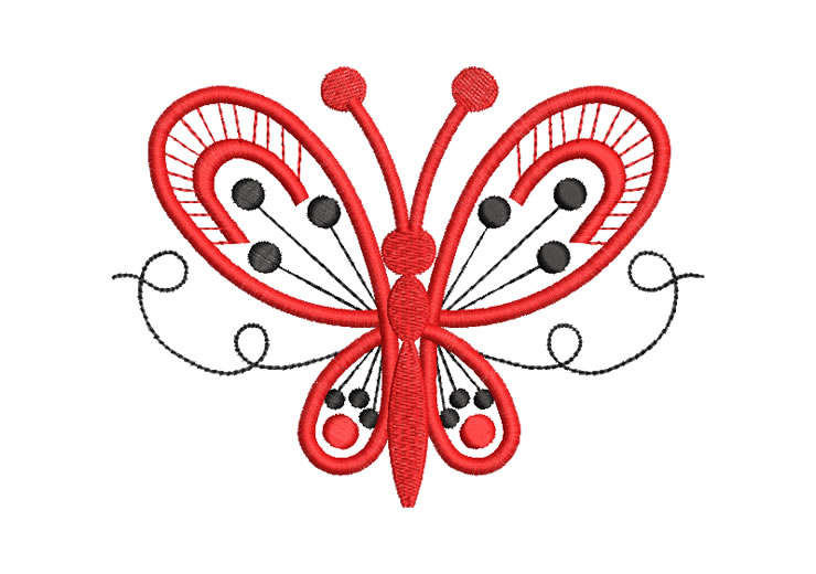 Red Butterfly Embroidery Designs