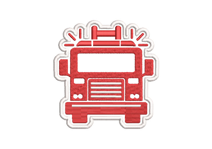 Red Fire Truck Embroidery Design