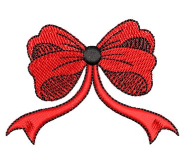Red Hair Ribbon Bows Embroidery Designs