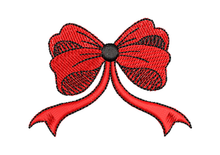 Red Hair Ribbon Bows Embroidery Designs