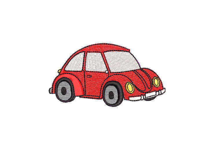 Red Volkswagen Beetle Car Embroidery Designs