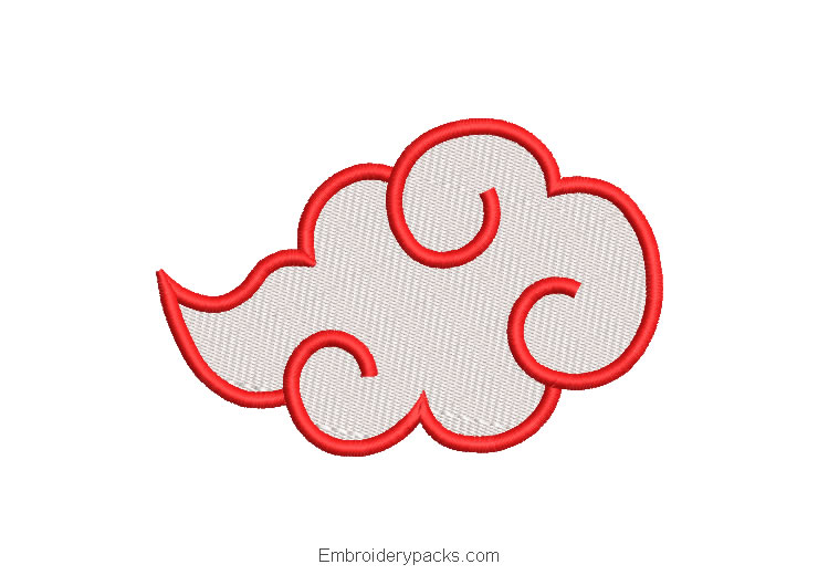 Red and White Cloud Embroidered Design