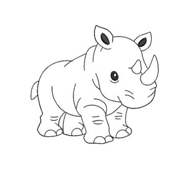 Rhino Silhouette Embroidery Designs