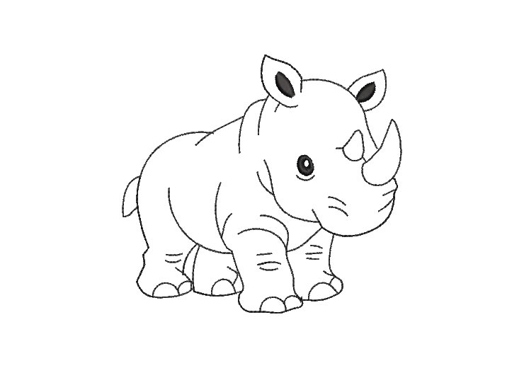 Rhino Silhouette Embroidery Designs