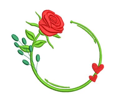 Rose with Heart Embroidery Designs