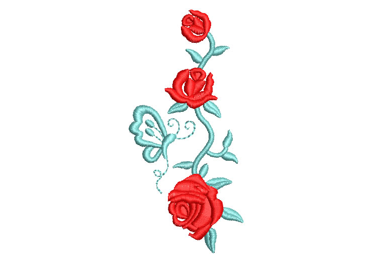 Roses with Beautiful Branches Embroidery Designs