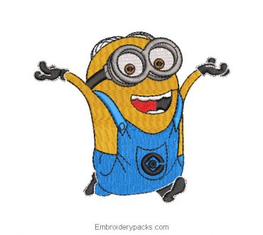 Running minions embroidery design