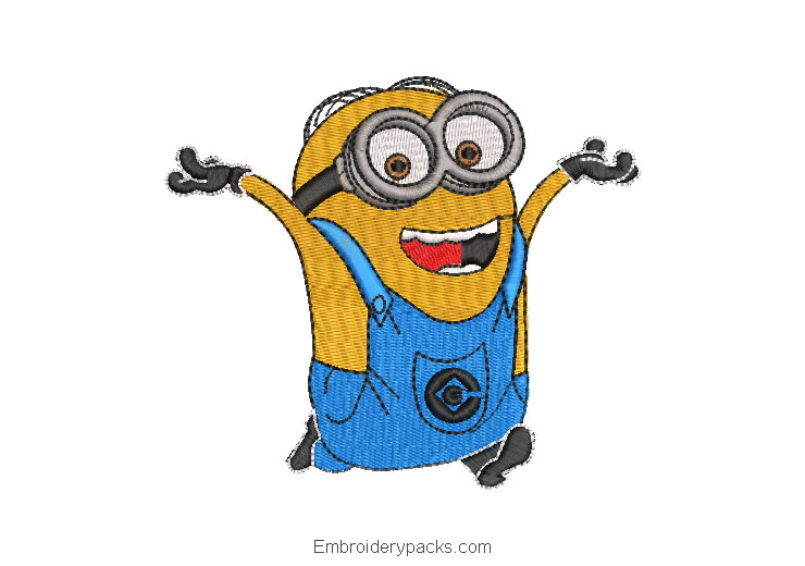 Running minions embroidery design