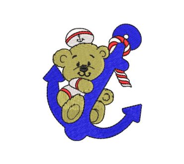 Sailor Bear with Anchor Embroidery Designs