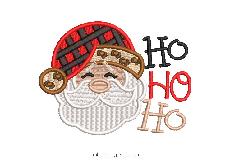 Santa Claus face embroidery design with decoration