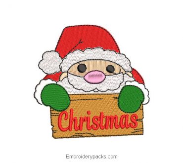 Santa claus embroidery design with Christmas letter