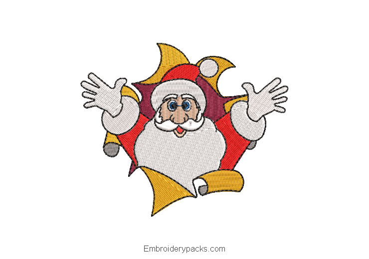 Santa claus surprise embroidery design