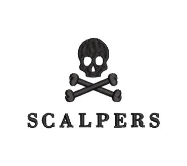 Scalpers Skull Logo with Letter Embroidery Designs