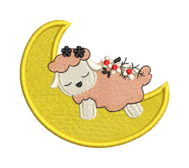 Sheep Sleeping on the Moon Embroidery Designs