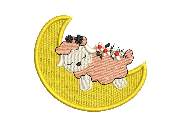 Sheep Sleeping on the Moon Embroidery Designs